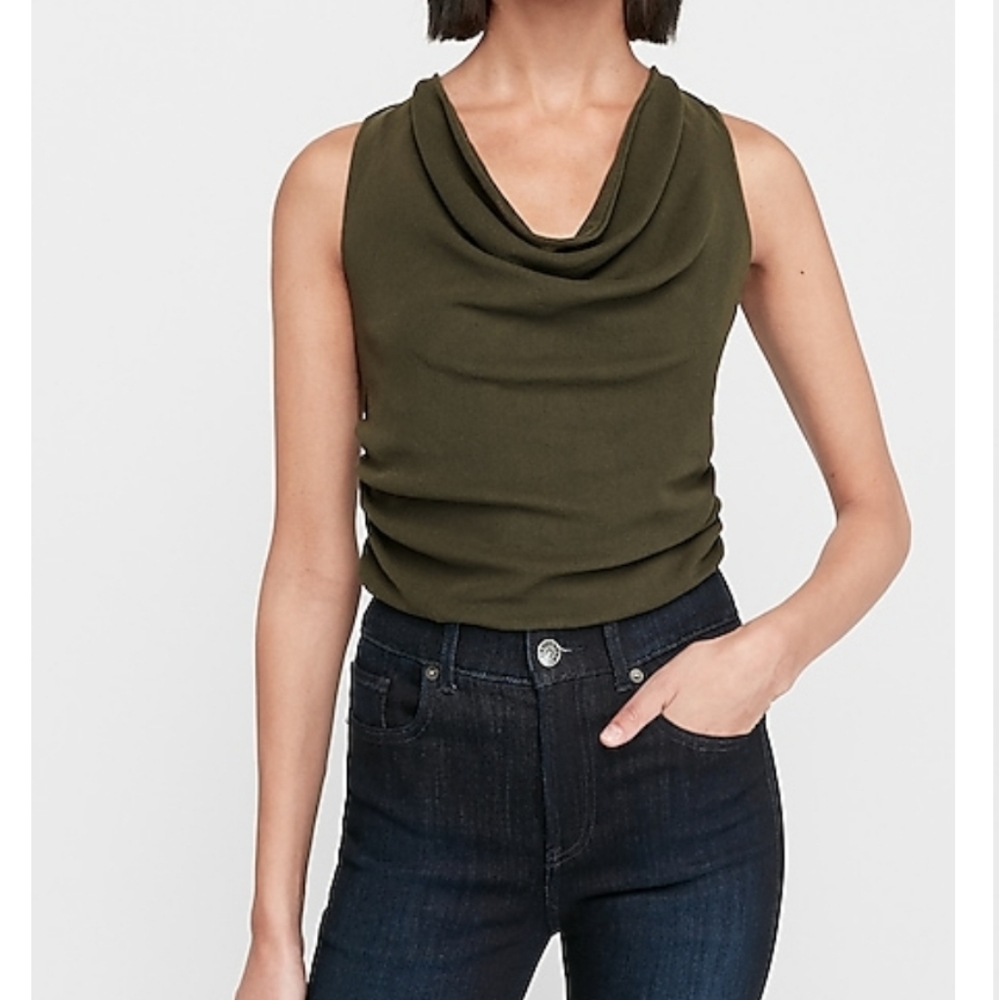 Express Mesh Cowl Neck top